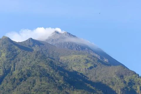 Stunning aerial view of Mount Merapi summit in Central Java Stock Photos