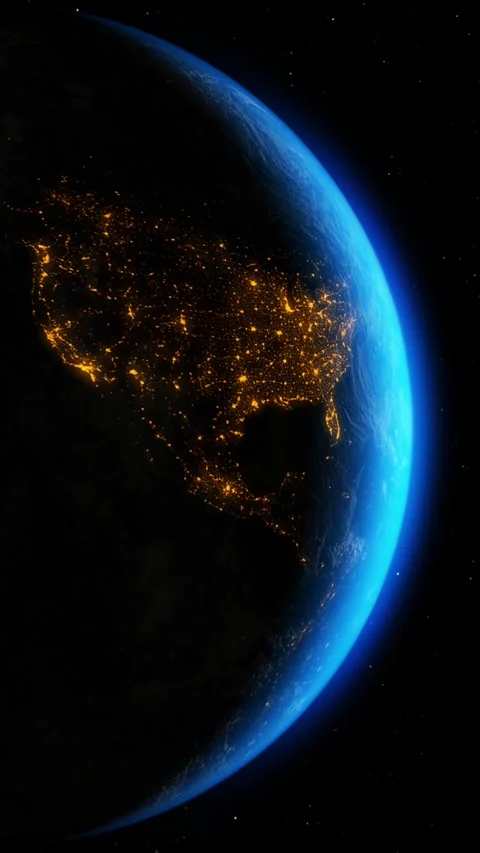 Stunning aerial view of North America at night, illuminated by city lights  Stock Footage 285140553
