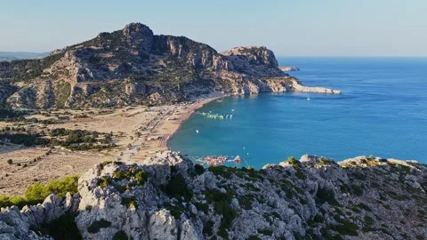 Stunning aerial view of Rhodes coastline captured by drone in Greece Stock Footage 318029052