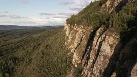 Stunning aerial view of rugged cliffs in northern Canada Stock Footage 137865952
