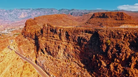 Stunning aerial view of rugged cliffs in Gran Canaria Spain Stock Footage 296923312