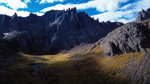 Stunning Aerial View of Rugged Mountain Landscape Under Blue Sky China Stock Footage 346336675