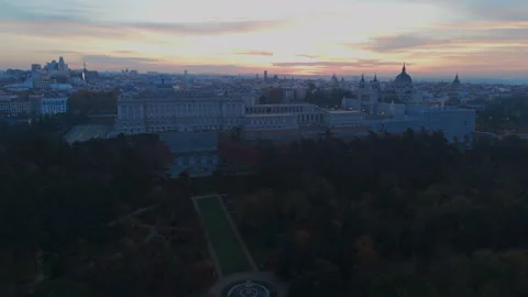 A stunning aerial view showcasing the Royal Palace and Cathedral in beautiful Stock Footage 320161580
