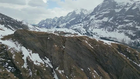Stunning Aerial Views of First Cliff Walk in Grindelwald Stock Footage 287380310