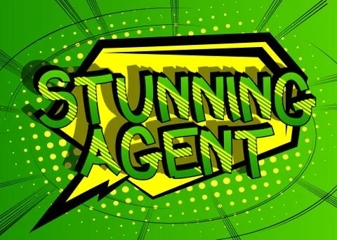 Stunning Agent Comic book style cartoon words on abstract comics background. Stock-Illustration