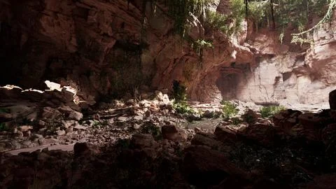 Stunning ancient cave in the tropical forest Stock Illustration