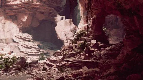 Stunning ancient cave in the tropical forest Stock Illustration