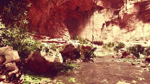 Stunning ancient cave in the tropical forest Stock Illustration