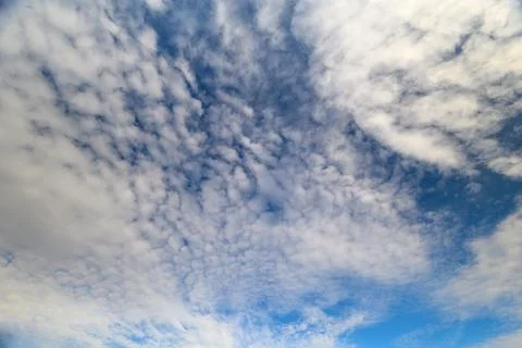 Stunning and Beautiful Cloud Patterns Floating in a Clear Bright Blue Sky Withou Stock Photos