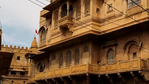 Stunning Architectural Features of a Historic Building Showcasing Intricate Desi Stock Footage 335203537