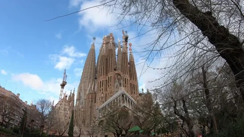 Stunning Architectural Marvel Under a Blue Sky Stock Footage 314059903