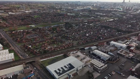 Stunning Arial View of Everton's Hill Dickinson Stadium and Cityscape Stock Footage 334152463