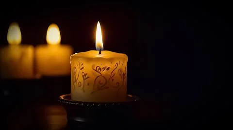 Stunning array of glowing candles forming rows and casting warm light, idea.. Stock Photos