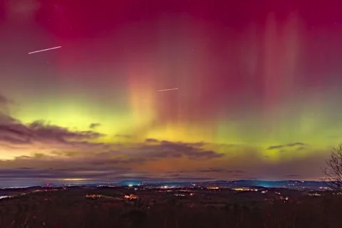 The stunning aurora Borealis show dances across the sky Stock Footage 321599092