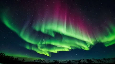 Stunning aurora borealis on a starry night 스톡 동영상 314902852