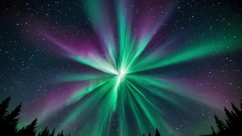 Stunning aurora borealis under a starry night sky 스톡 동영상 314782643