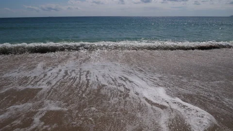 Stunning Beach with Waves Lapping A Continuous Sequence Pt1 of 8 Stock Footage 241143411