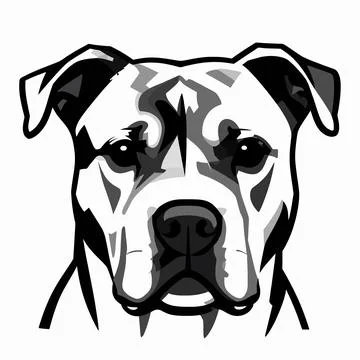 Stunning Black and White Flat Vector Illustration of a Single Pit Bull Terr.. 库存插图