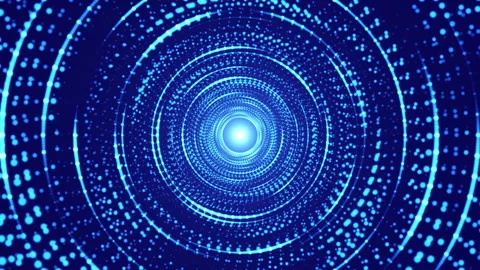 Stunning blue digital vortex tunnel, radiating from center with concentric ci Stock Footage 276082391
