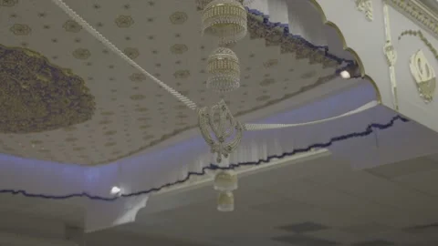 Stunning ceiling decorations with intricate designs and chandeliers. Stock-Footage 316302090