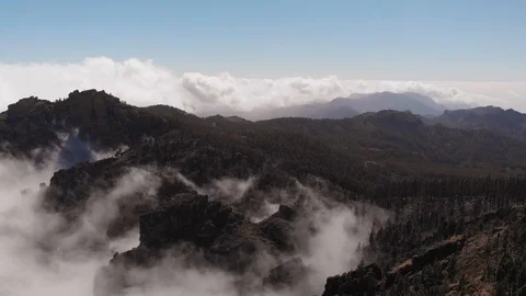 Stunning cinematic view from a height - a drone flying over a valley on the Видео 113229330