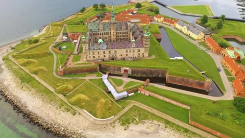 A stunning close-up Kronborg Castle in Denmark Stock Footage 295486071