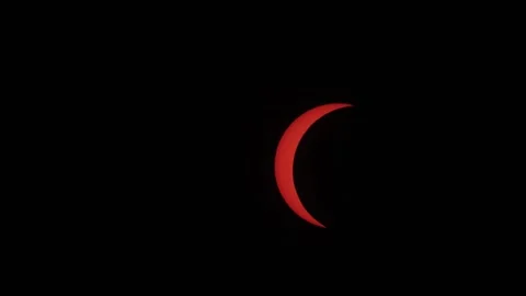 Stunning Close-Up of Sun During the Full Eclipse Phase Against Black Sky Stock Footage 347344541