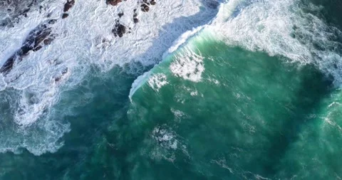 Stunning Coastal View Where Ocean Waves Meet the Shore Stock Footage 340559241