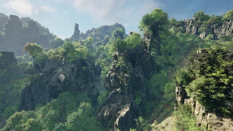 A stunning computer-generated mountain landscape scene Stock Footage 288939770