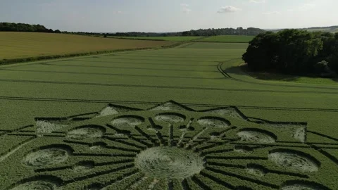Stunning Crop Circle, 4K Drone Clip, Warminster, 25th June 2023 Stock-Footage 265083523