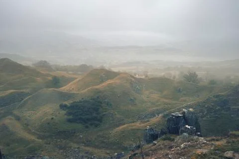 Stunning cross processed landscape image of abandoned quarry taken over by .. Stock Photos