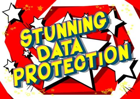 Stunning Data Protection - Vector illustrated comic book style phrase on abst Illustrazione stock