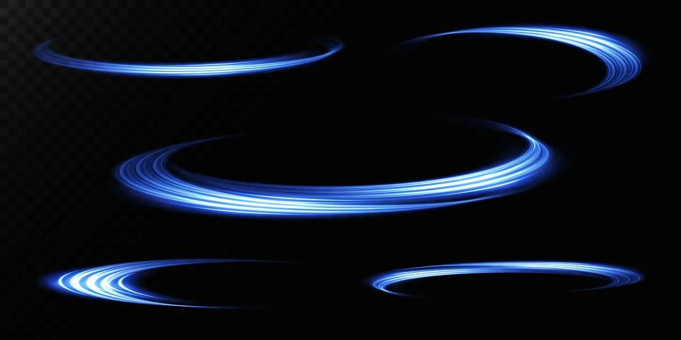 A stunning display of Dynamic Blue Light Swirls on a deep Black Background Stock-Illustration