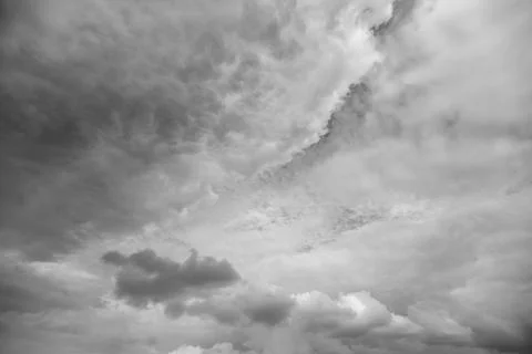 A stunning Dramatic Monochrome Cloudy Sky featuring various elements evokin.. Stock Photos