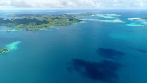 Stunning drone flight over the Rock Islands of Palau Stock Footage 93408482