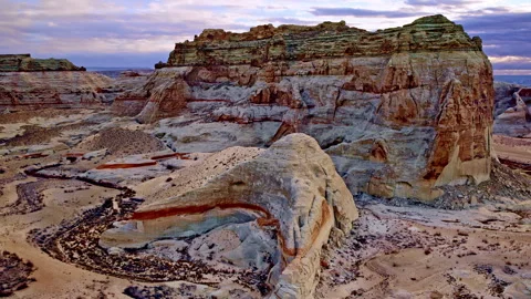 A stunning drone perspective revealing the unique and dramatic desert terrain Stock Footage 304948721