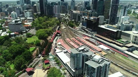Stunning drone shot looking over roma street in Brisbane City, 2032 Olympics Stock-Footage 158591645