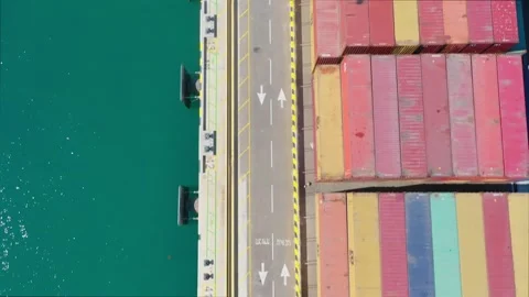 A stunning drone shot of a massive cargo ship Stock Footage 294261729