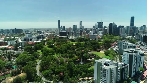 Stunning drone shot over Olympic City Brisbane Stock Footage 158591641