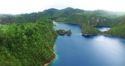 Stunning drone view of Cinco Lagos lagoons.TAKE 1 Stock Footage 94043847