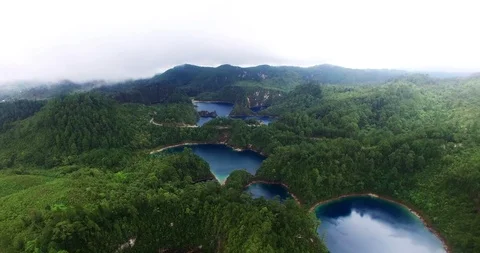 Stunning drone view of Cinco Lagos lagoons.TAKE 4 Stock Footage 94048929