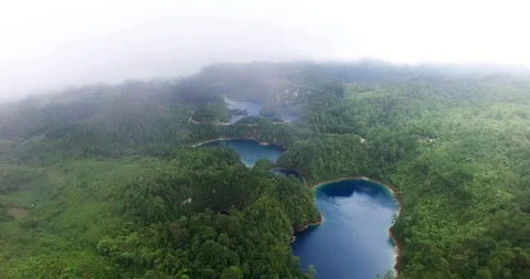 Stunning drone view of Cinco Lagos lagoons.TAKE 5 Stock-Footage 94049516