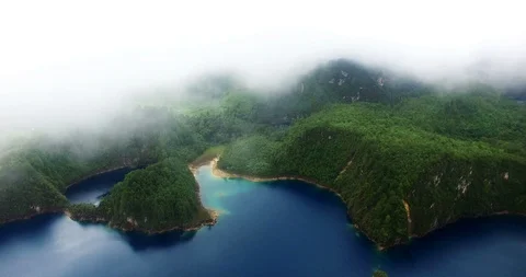 Stunning drone view of Cinco Lagos lagoons.TAKE 9 Stock Footage 94353471