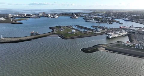 A stunning drone view of the Den Helder harbor, a bustling hub for maritime Stock Footage 237465257