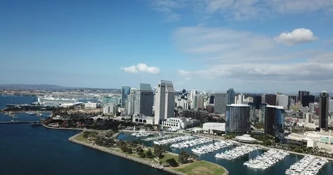 Stunning Drone View of Downtown San Diego Skyline - Smooth 4K HD Stock Footage