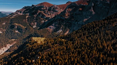 Stunning drone view of the Pyrenees mountains in Spain Stock Footage 303621990