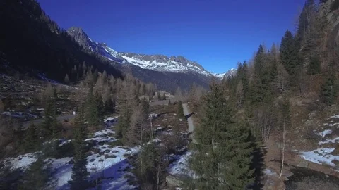 Stunning Drone Views over a high mountain pass in the High French Alps. Stock Footage 71096687