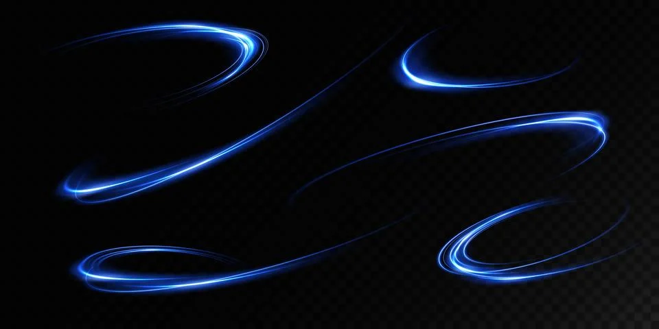 Stunning Dynamic Blue Light Waves Set Against a Striking Black Background Design Stock Illustration