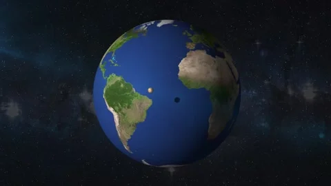 Stunning Earth eclipse simulation with dynamic shadow movement over the planet Stock Footage 315282778
