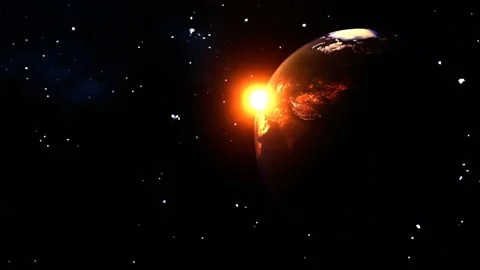 Stunning Earth In Space. 4K Animation Solar System Render Stock Footage 233495098